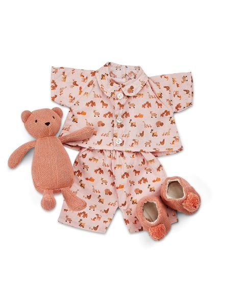 Smallstuff - Doll Clothing, Farm Living Pyjamas w. Slippers/ teddy - Leker