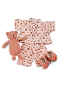 Smallstuff - Doll Clothing, Farm Living Pyjamas w. Slippers/ teddy