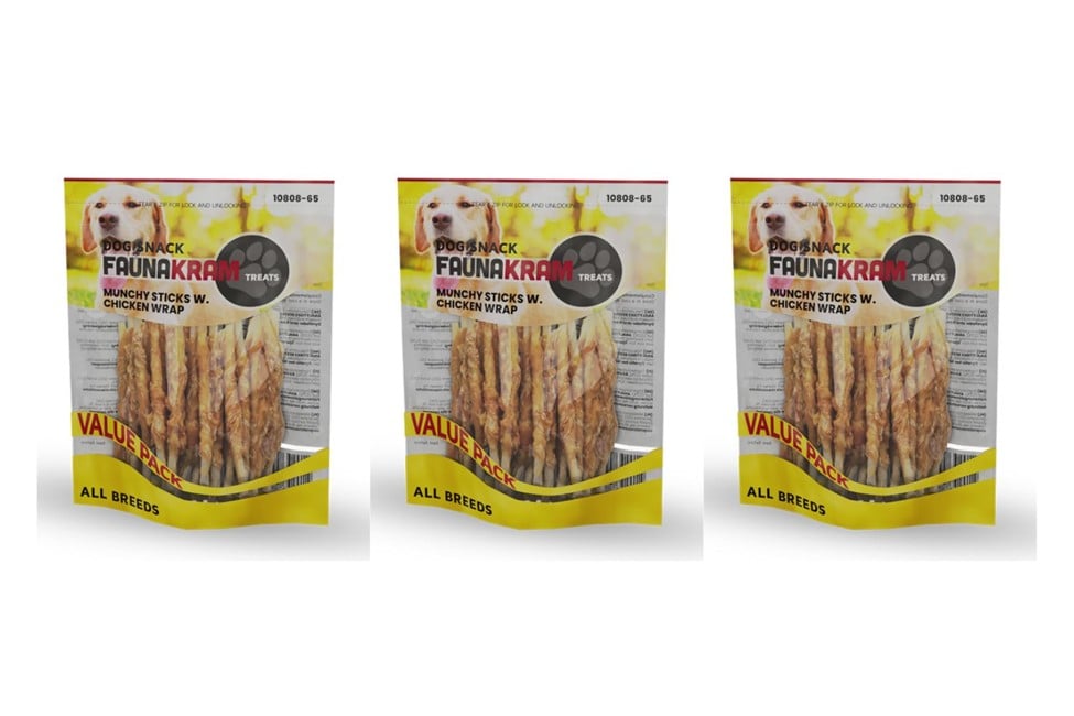 Faunakram - 3 x Dog Snack - munchy stick w. chicken 300 g.