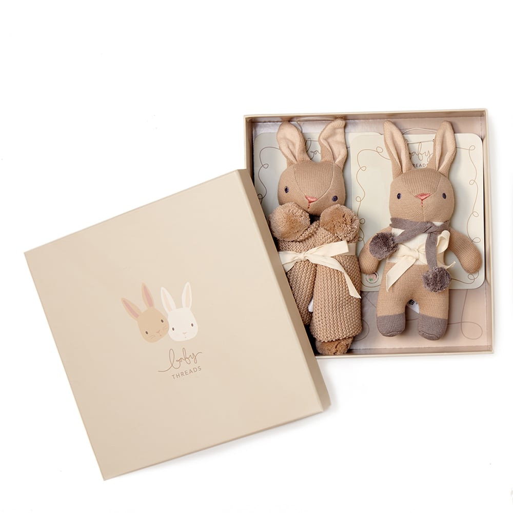 ThreadBear - Gift Box Set - Taupe Bunny - Comforter and Rattle - (TB4081) - Leker