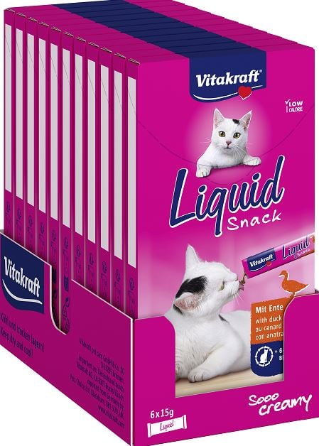 Vitakraft - 11 x Liquid Snack Duck+Beta-Glucans,90g,Cat - (23520) - Kjæledyr og utstyr