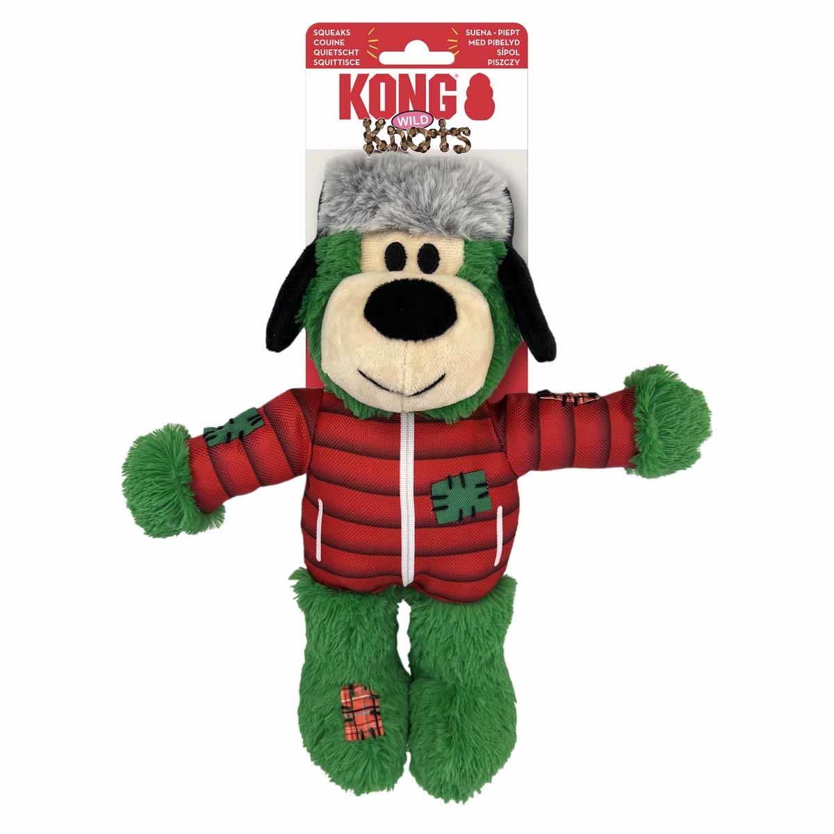 KONG - Holiday Wild Knots Bear Green m/l 25x18X9CM - Kjæledyr og utstyr