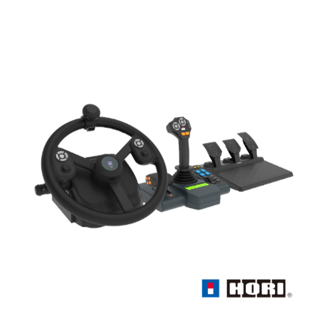 HORI - Farming Control System for PC (Windows 11/10) for Farming Simulator with Full-Size Steering Wheel, Control Panel & Pedals