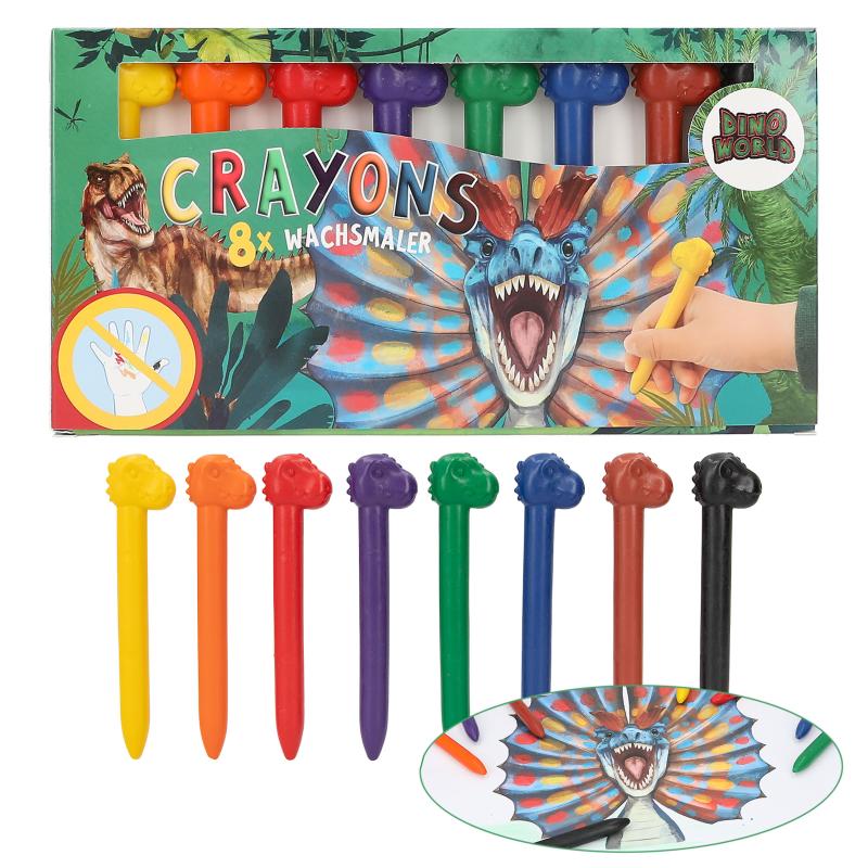 Dino World - Crayons With Dino-Topper ( 0412177 ) - Leker