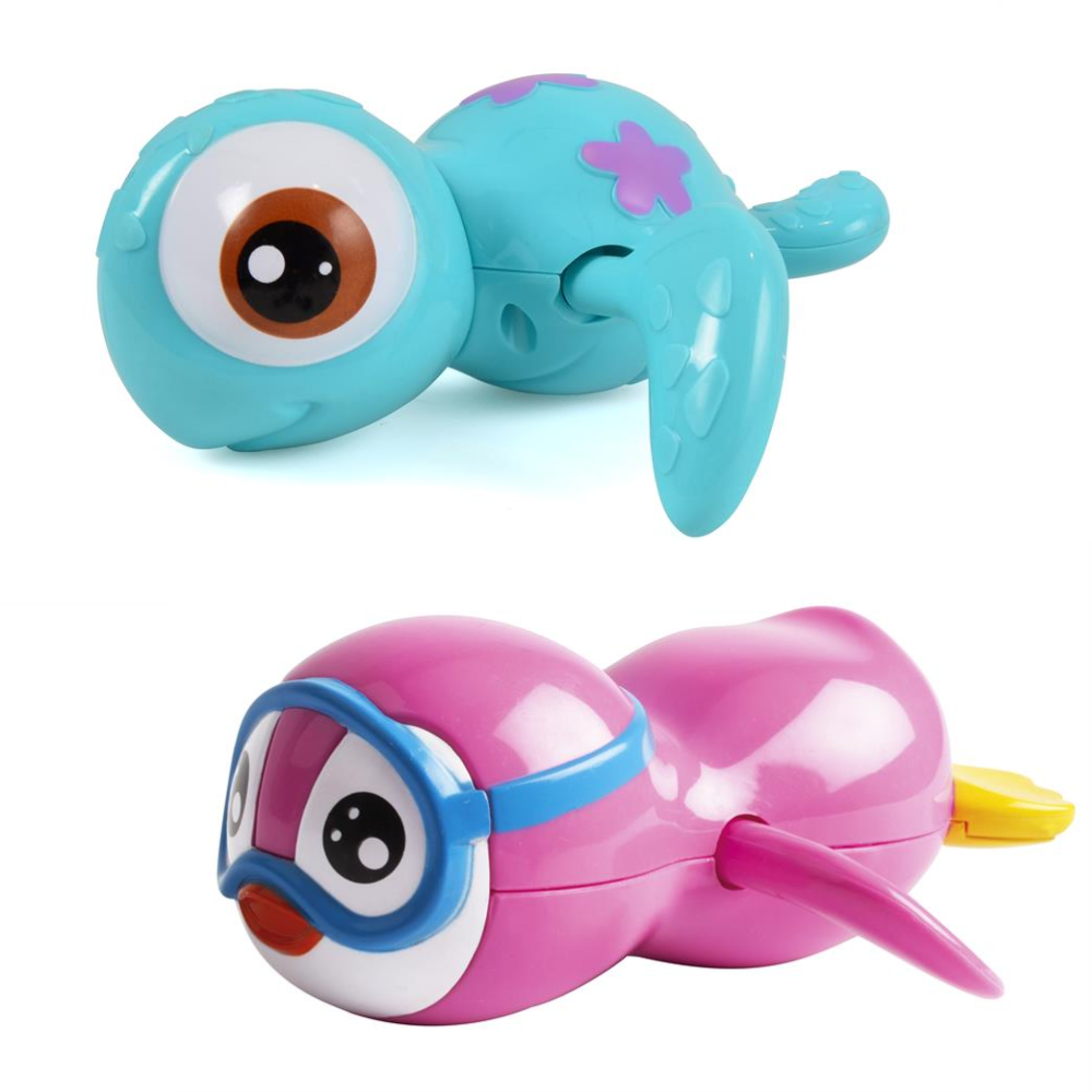 Magni - Pull Up Bathing Animals - Blue Turtle&Pink Penguin (3616/3618) - Leker