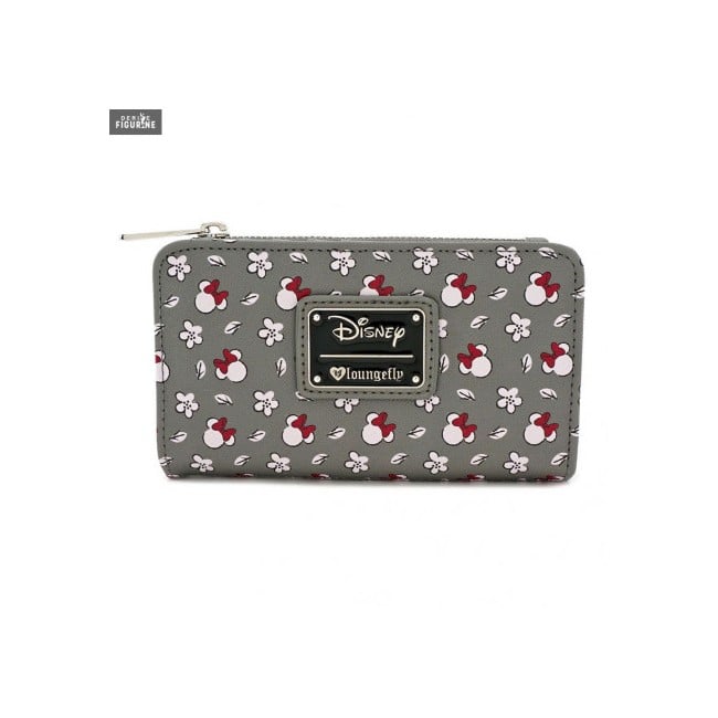 Loungefly - Disney Minnie SM Grey AOP Top Zip Wallet