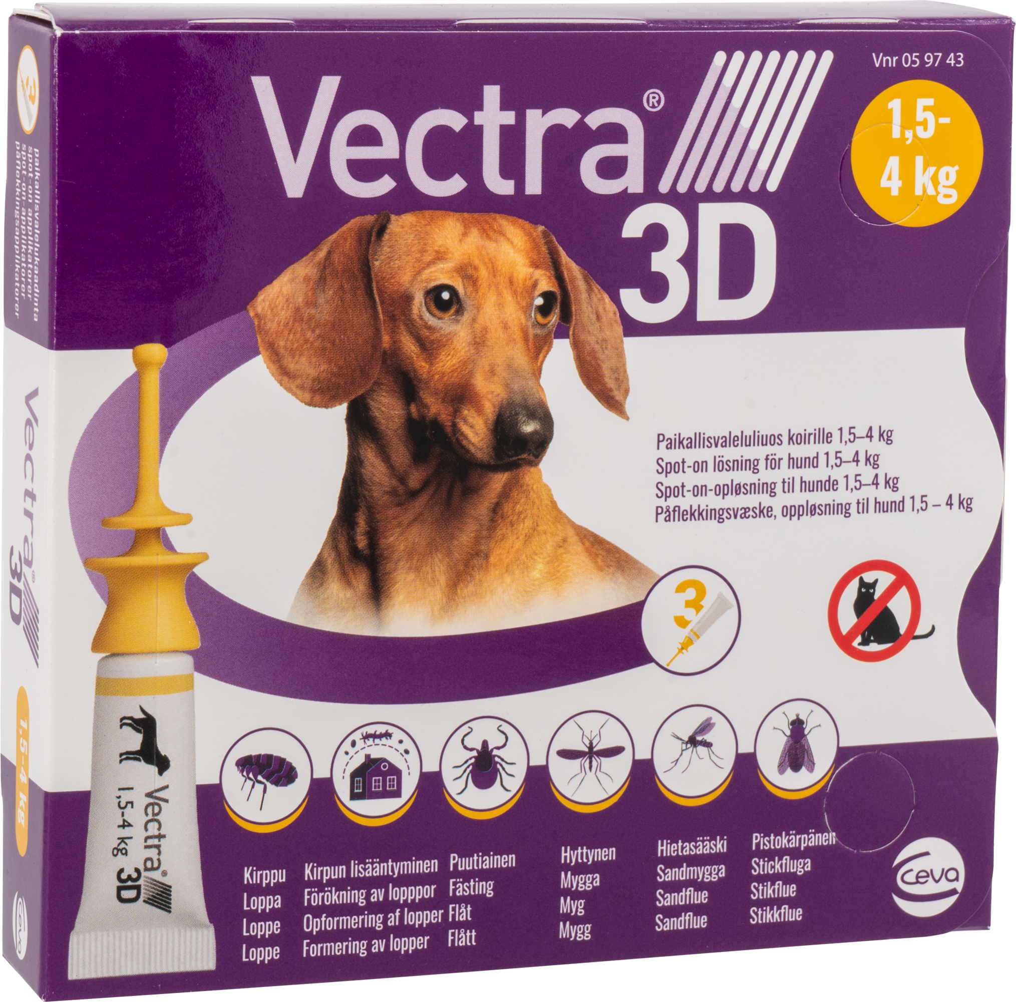 Vectra 3D - Spot-on-solution (Dogs) 1,5-4 kg 3pk - (059743) - Kjæledyr og utstyr