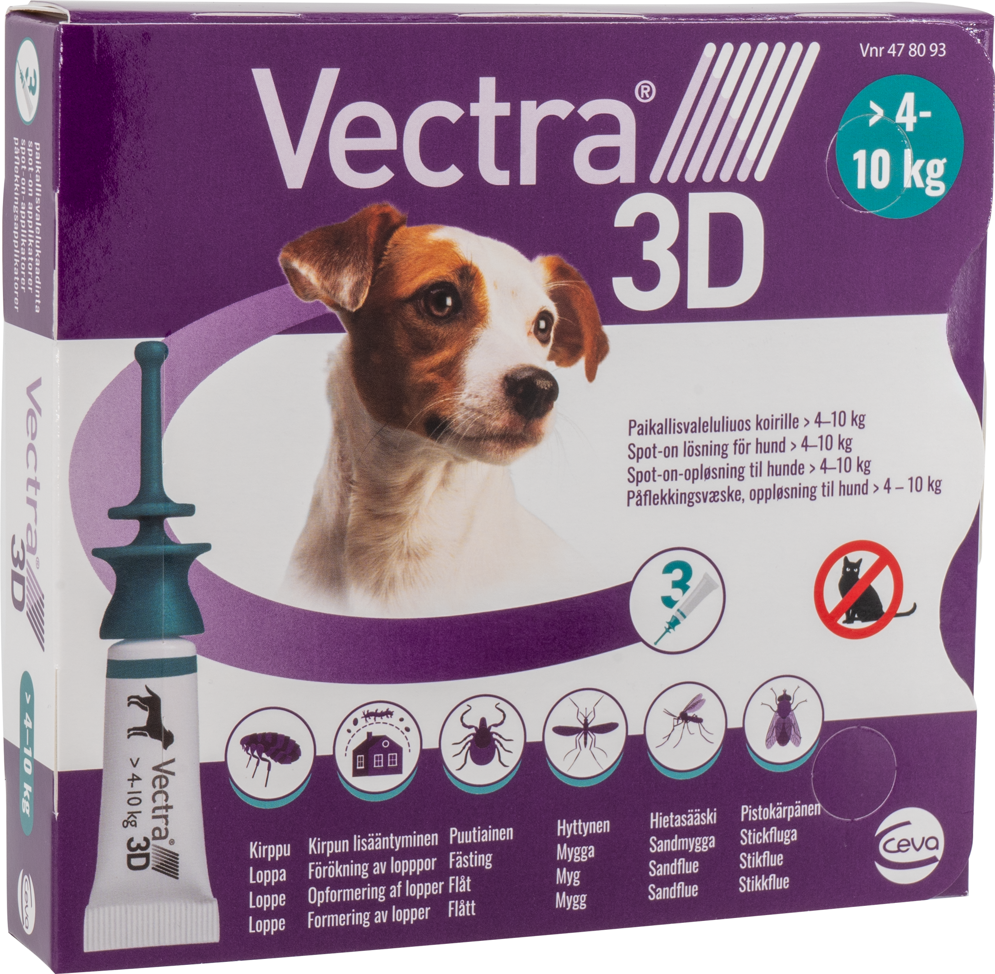 Vectra 3D - Spot-on-Solution (dogs) 4-10 kg 3pk - (478093) - Kjæledyr og utstyr