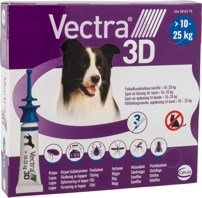Vectra 3D Spot-on-opløsning (hunde) 10-25 kg 3pk