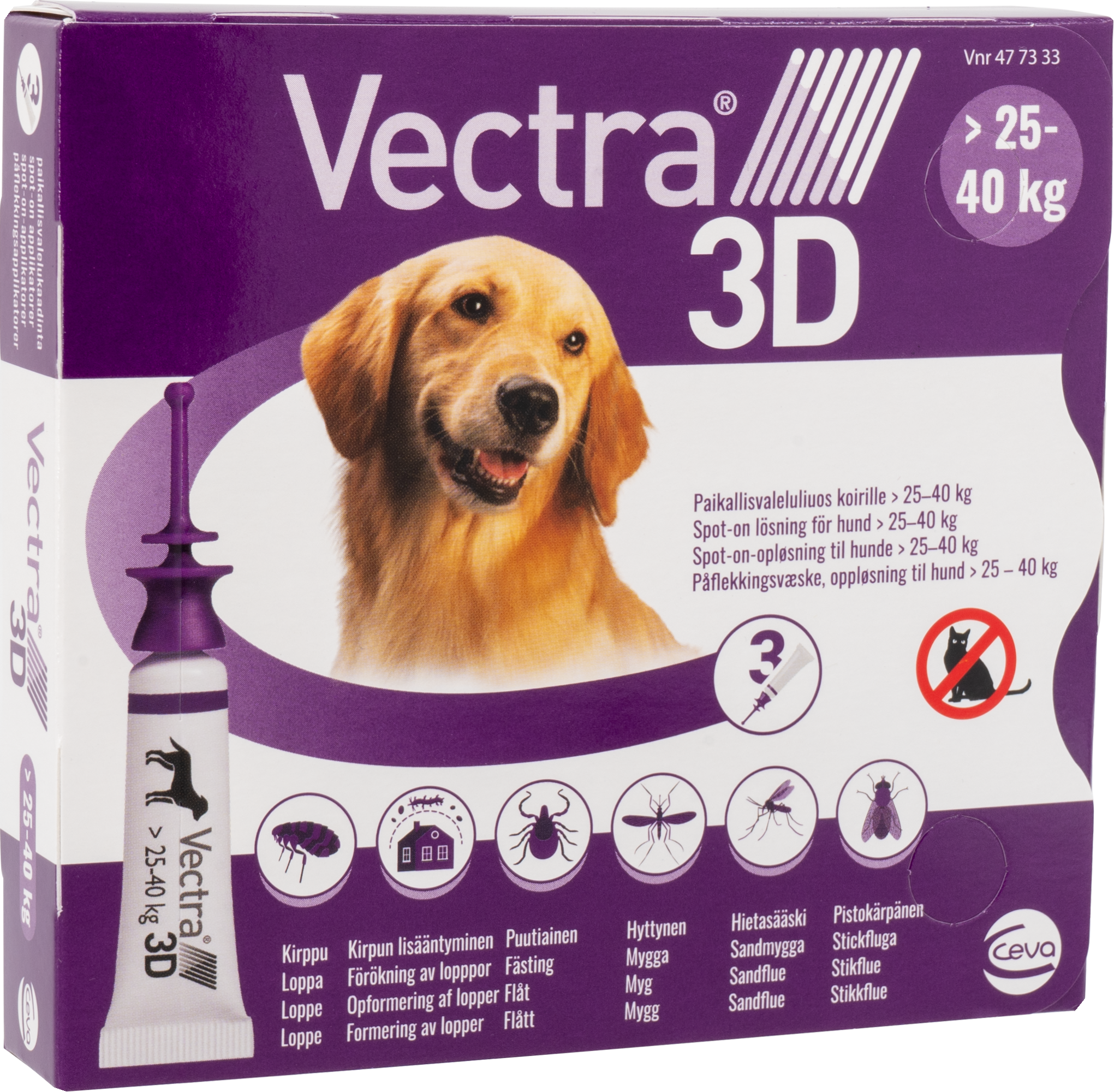 Vectra 3D Spot-on-opløsning (hunde) 25-40 kg 3pk