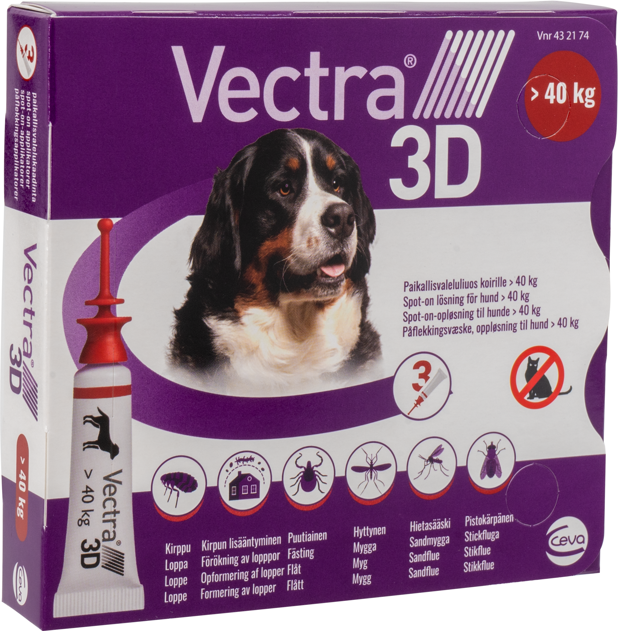 Vectra 3D Spot-on-opløsning (hunde) >40 kg 3pk