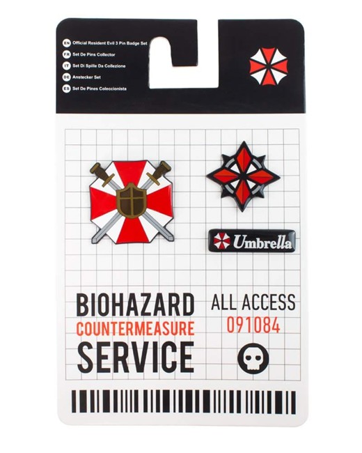Official Resident Evil - 3 Pin Badge Set