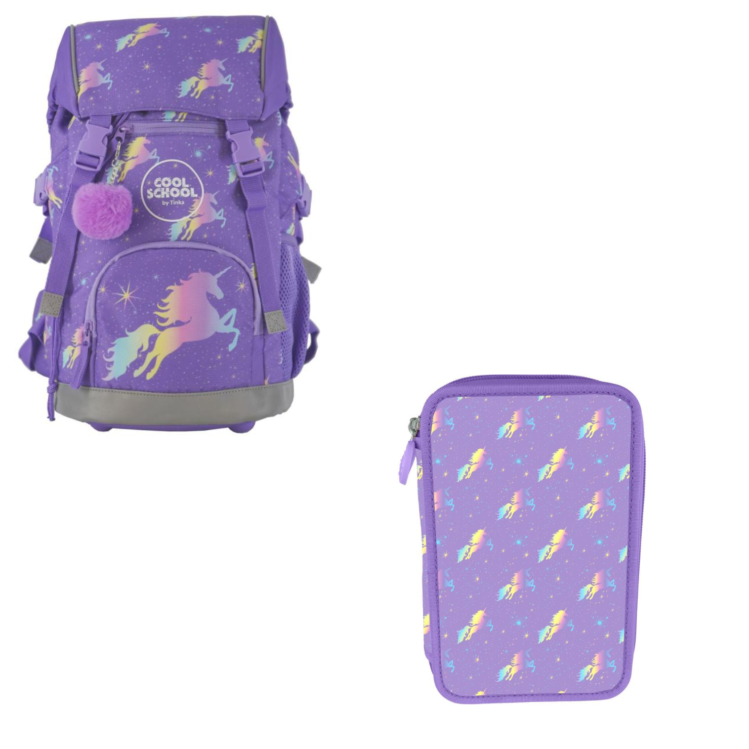 Tinka - School Bag 22L&Double Pencil Case - Unicorn ( 1237447 / 1237484 ) - Leker