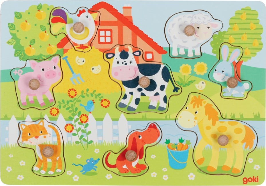 GOKI - Farm animals, lift-out puzzle - (57392)