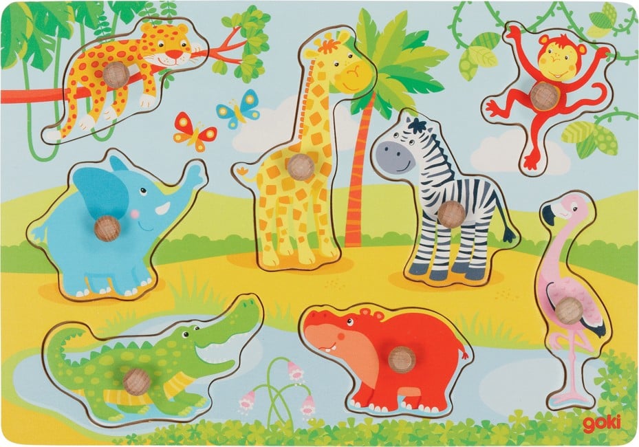 GOKI - African baby animals, Lift out puzzle - (57397)