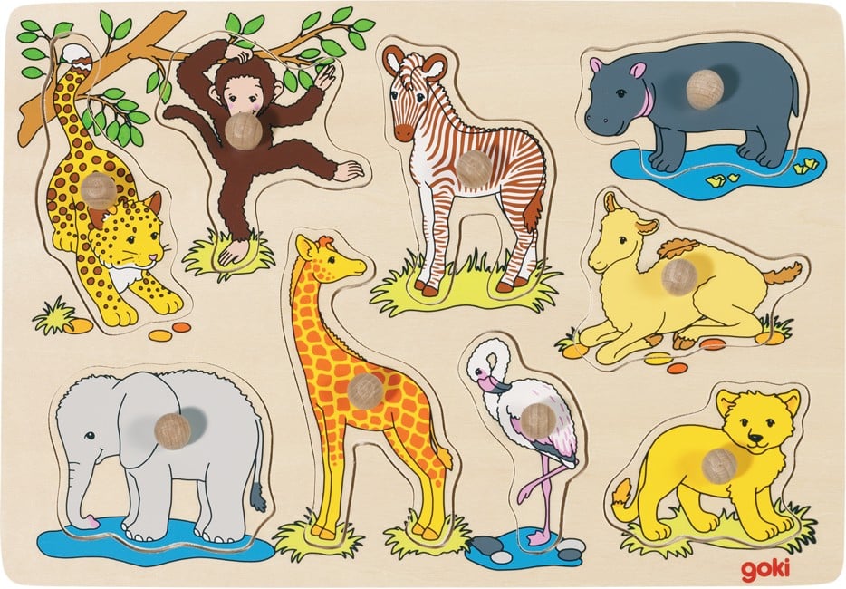 GOKI - African baby animals, Lift out puzzle - (57829)