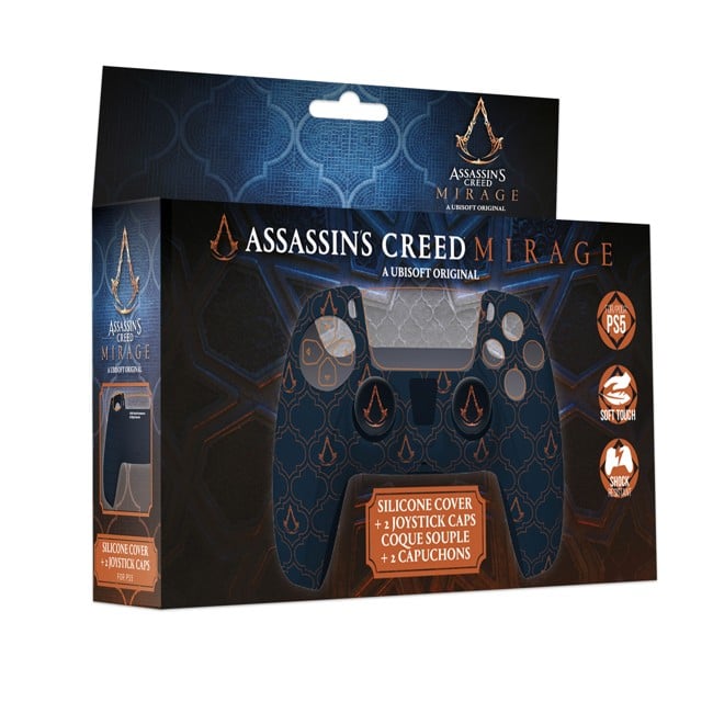 Assassin's Creed Mirage - Silicone Grip + Thumbstick Caps for PS5 Controller - Blue Logo