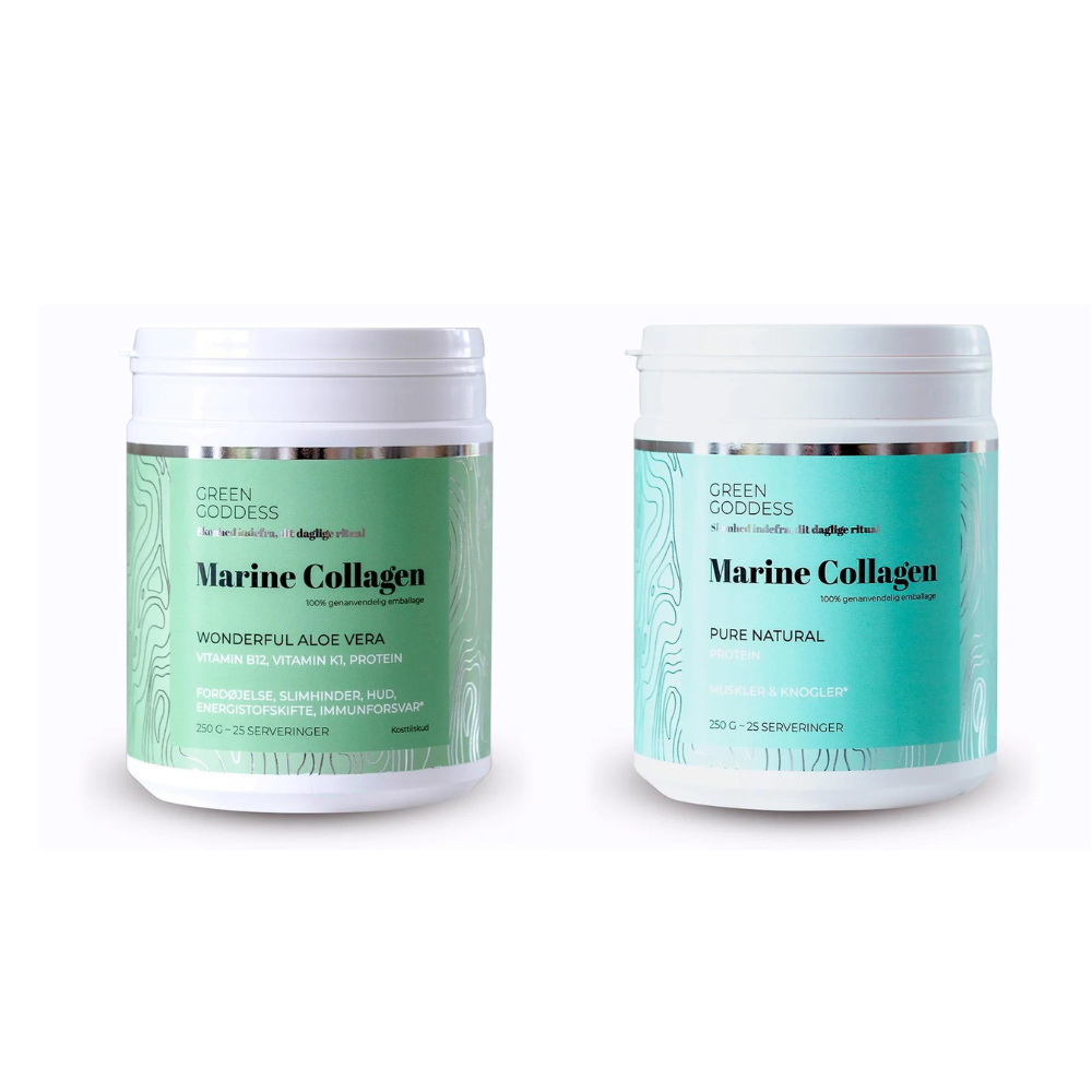 Green Goddess - Marine Collagen - Pure Natural 250 g + Green Goddess - Marine Collagen - Wonderful Aloe Vera 250 g - Helse og personlig pleie