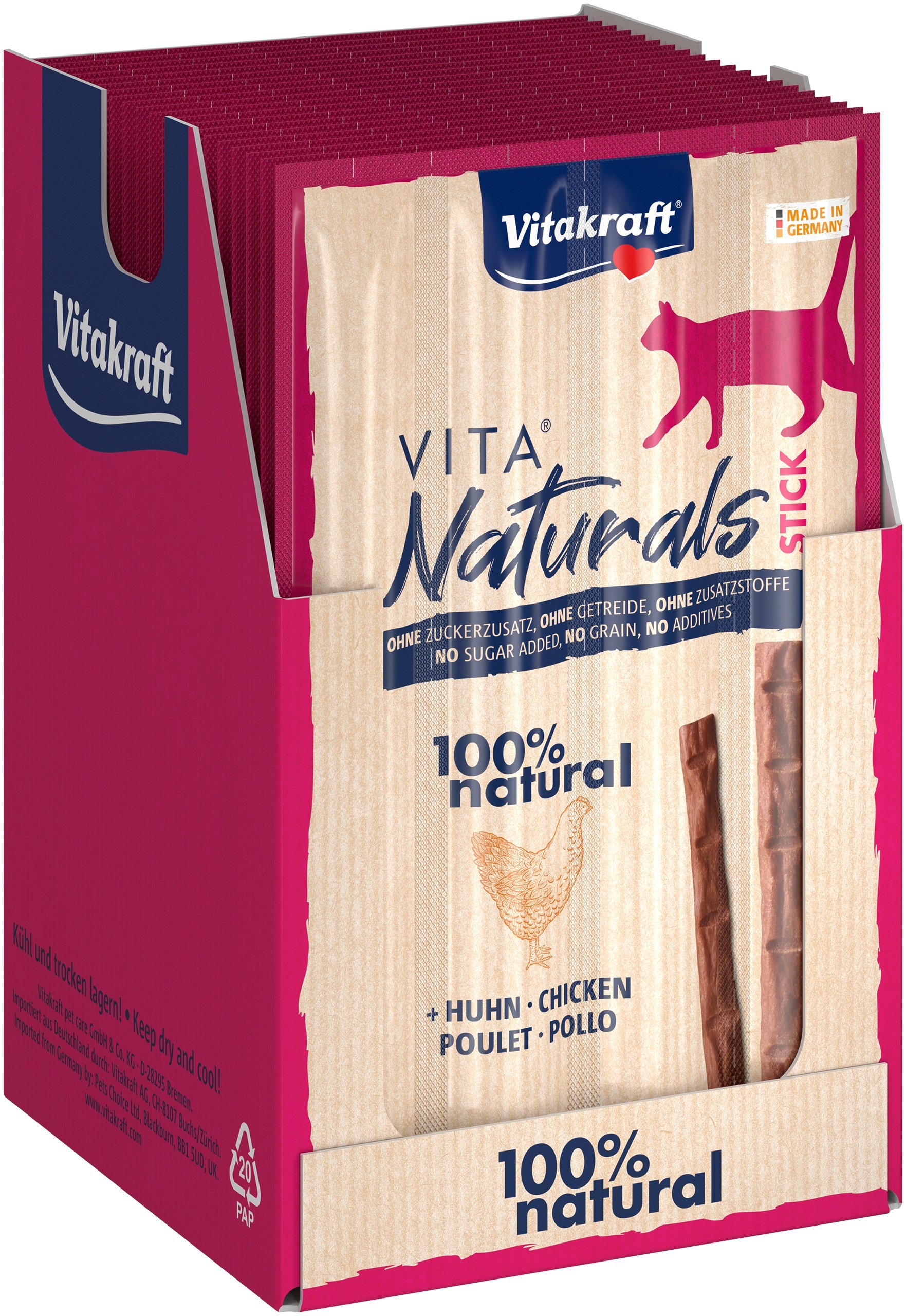 Vitakraft - 20 x Vita Naturals, Stick, Chicken - Kjæledyr og utstyr