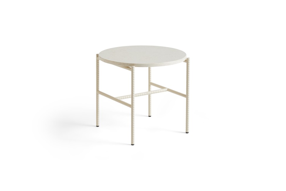 HAY - Rebar Side Table - Ø45 H40 cm - Alabaster Steel Frame/Beige Marble Tabletop