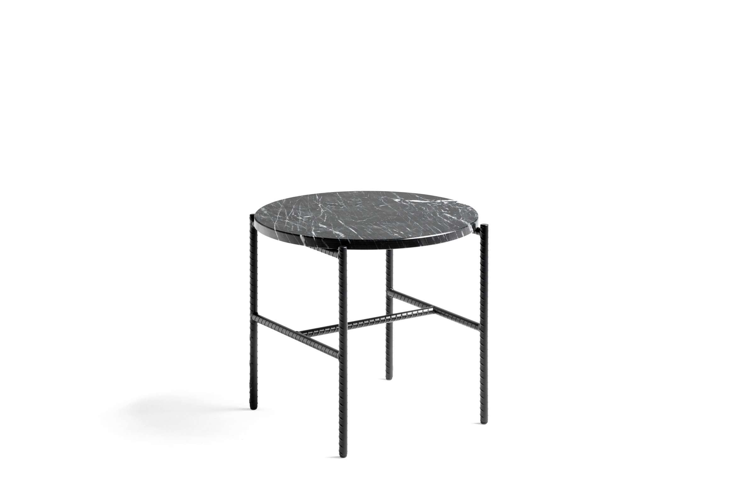 HAY - Rebar Sidebord - Ø45 H40 cm - Sort stel med sort marmor bordplade