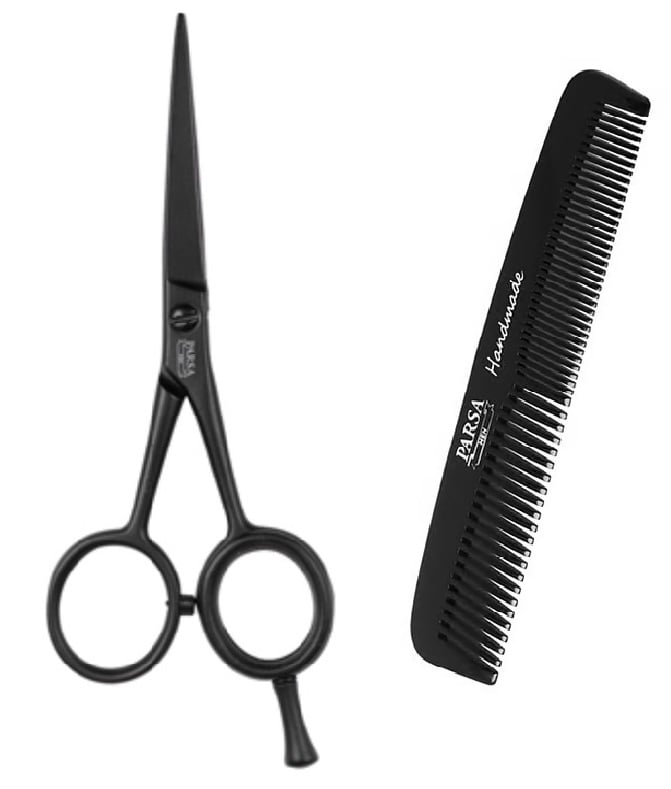 Parsa - Beauty Men Hair&Beard Scissor + Parsa - Beauty Men Styling Comb Black - Helse og personlig pleie