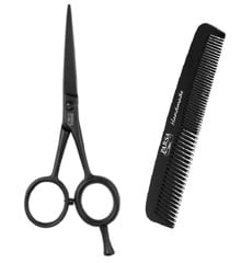 Parsa - Beauty Men Hair & Beard Scissor + Parsa - Beauty Men Styling Comb Black