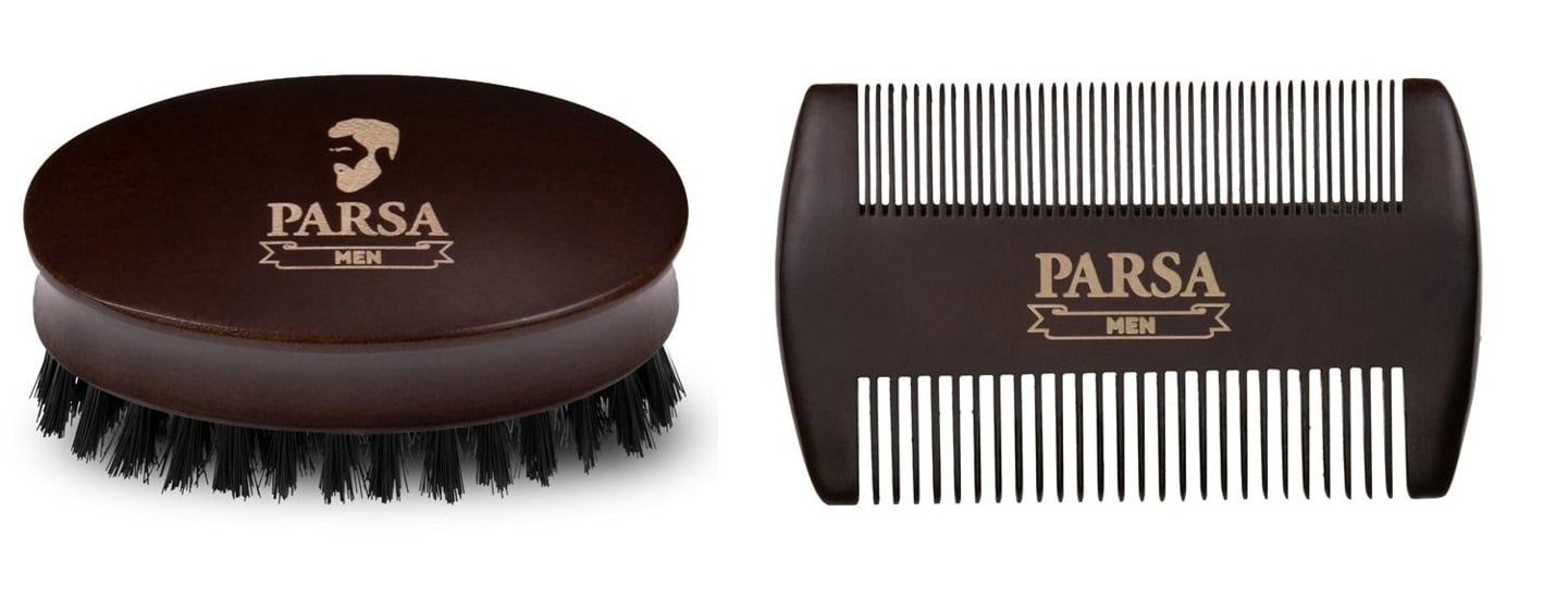 Parsa - Beauty Men Beard Brush + Parsa - Beauty Men Beard Comb - Helse og personlig pleie