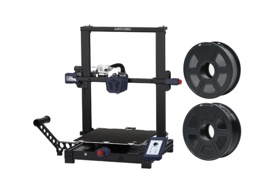 Anycubic - Kobra Plus 3D Printer + CCTree - 2xST-PLA 1.75 mm 1 kg Filament For FDM Printers - Black & Grey - Bundle