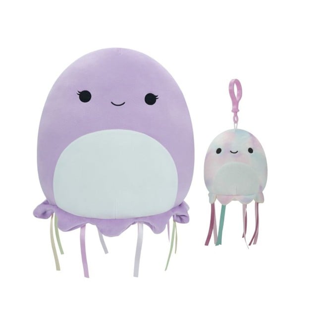 Squishmallows - 9 cm Plush P14 Clip On - Tie Dye Jellyfish + 30 cm P16 Anni Jellyfish