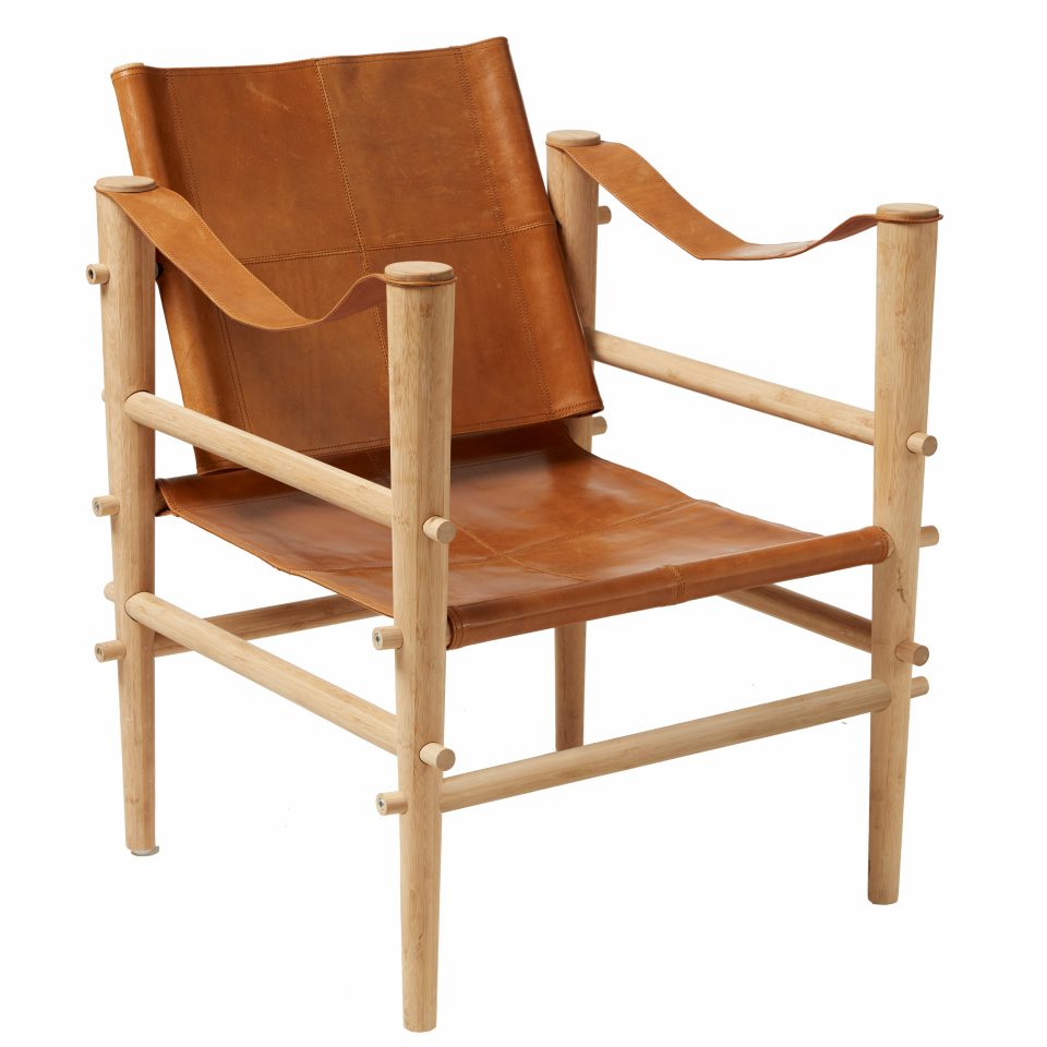 Cinas - Safari Chair - Bamboo and cognac leather (3155062) - Hjemme og kjøkken