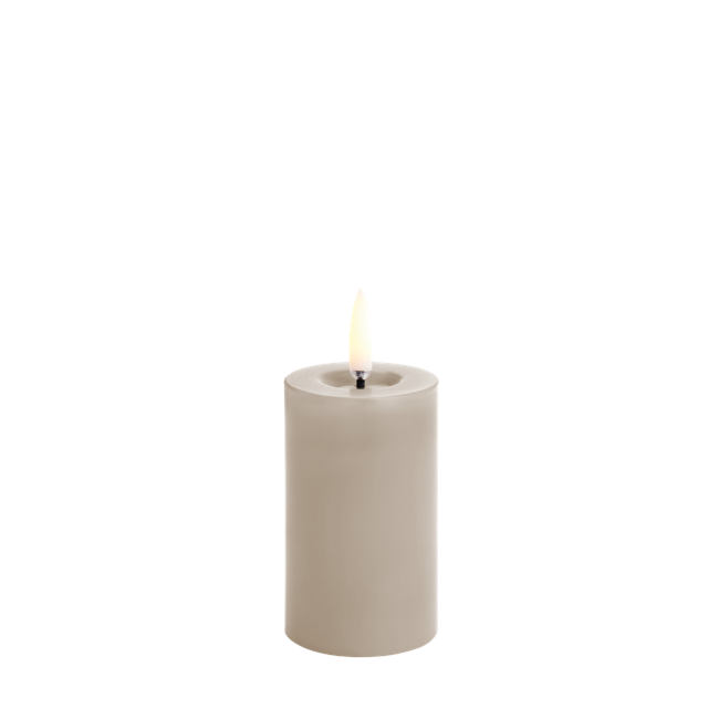 Uyuni - LED pillar melted candle - Sandstone, Smooth - 5x7,5 cm (UL-PI-SAM0506)