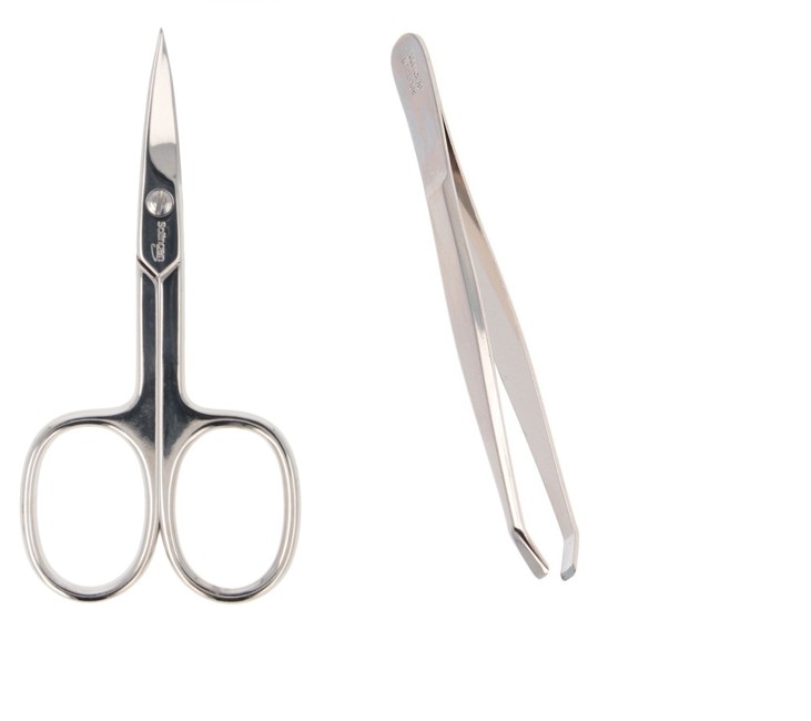 Parsa - Beauty Scissor With Curved Cutting Edges Steel + Parsa - Beauty Tweezer Steel