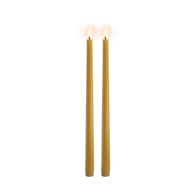 Uyuni - LED slim taper candle 2-pack - Curry yellow, Smooth - 2,3x32 cm (UL-TA-CY02332-2)