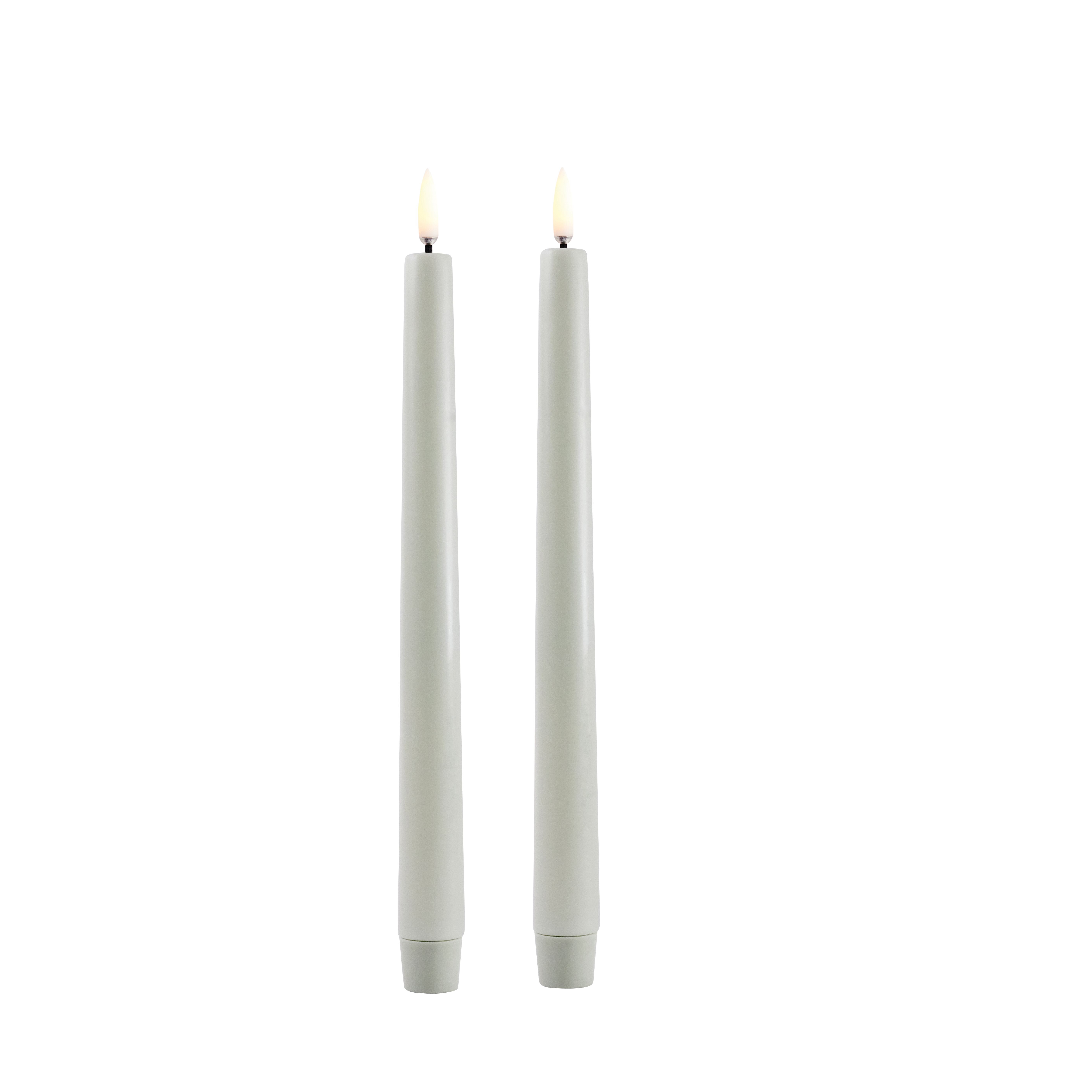 Uyuni - LED taper candle 2-pack - Dusty green, Smooth - 2,3x25 cm (UL-TA-DG02325-2) - Hjemme og kjøkken