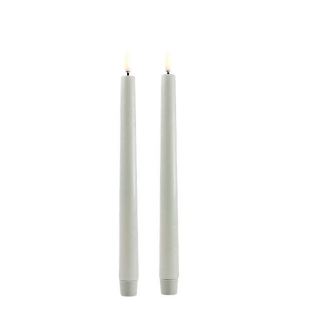 Uyuni - LED taper candle 2-pack - Dusty green, Smooth - 2,3x25 cm (UL-TA-DG02325-2)