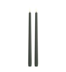 Uyuni - LED slim taper candle 2-pack - Olive green, Smooth - 2,3x32 cm (UL-TA-OG02332-2)