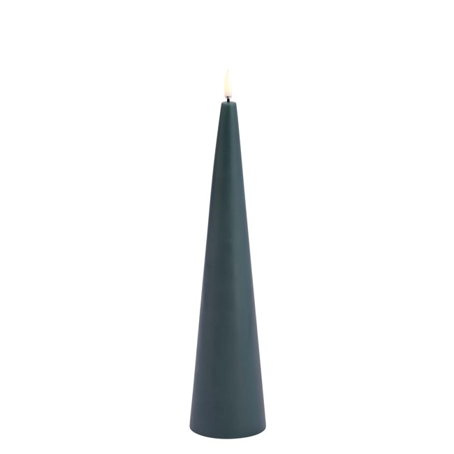 Uyuni - LED cone candle - Pine green, smooth - 6,8x30 cm (UL-CO-PG07030)