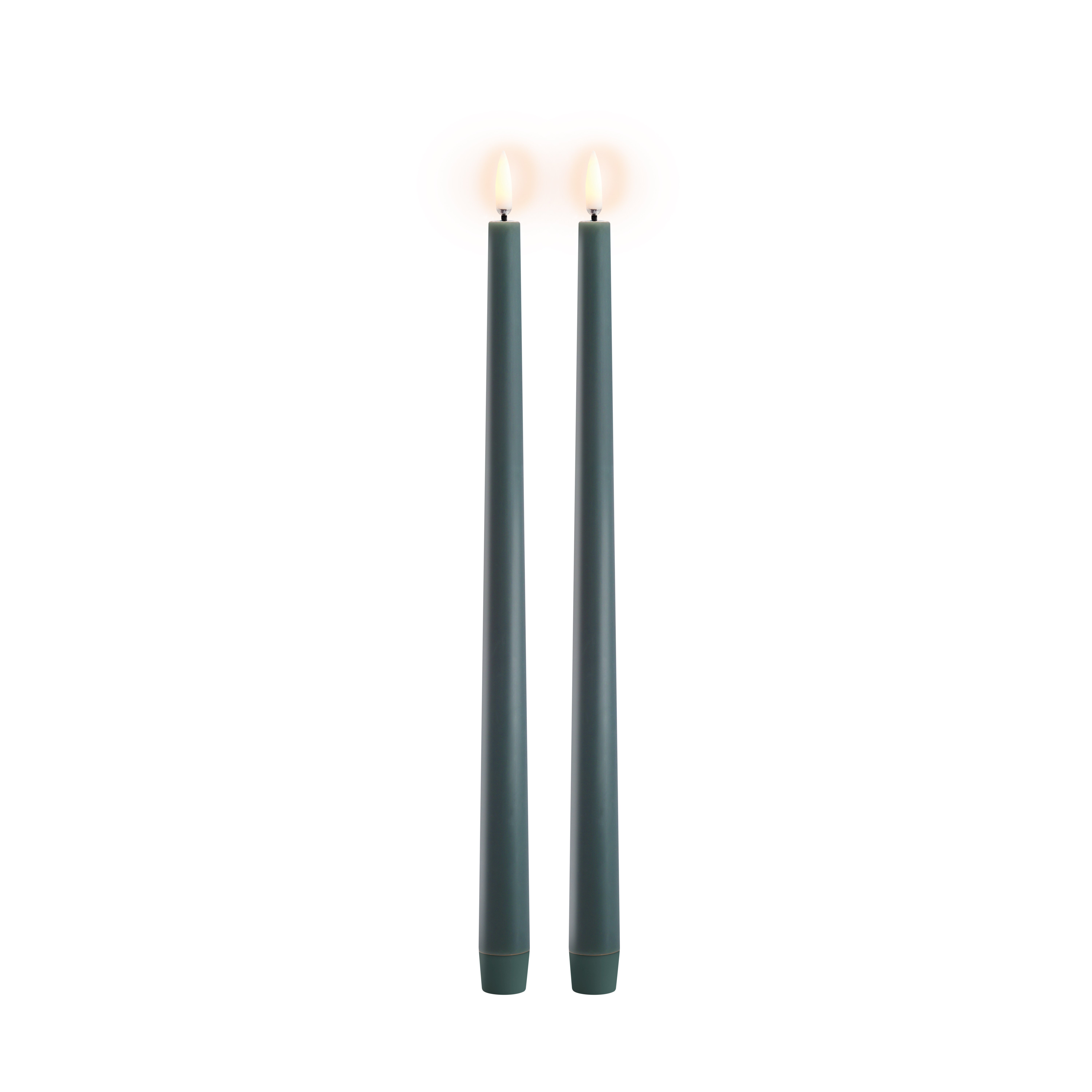 Uyuni - LED slim taper candle 2-pack - Pine green, Smooth - 2,3x32 cm (UL-TA-PG02332-2) - Hjemme og kjøkken
