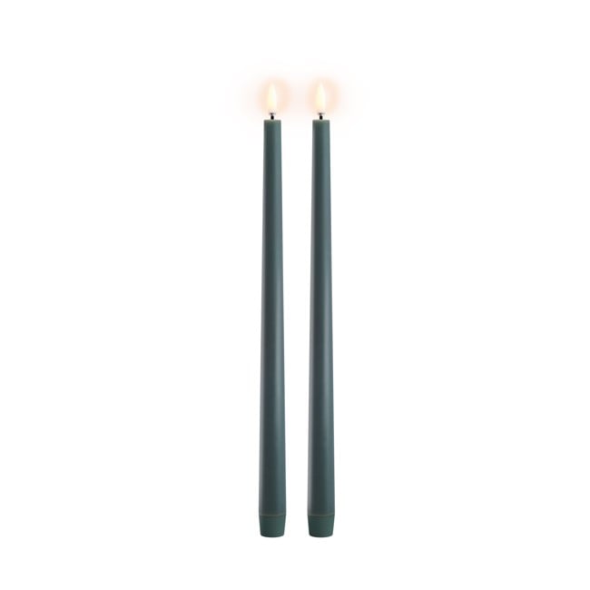 Uyuni - LED slim taper candle 2-pack - Pine green, Smooth - 2,3x32 cm (UL-TA-PG02332-2)