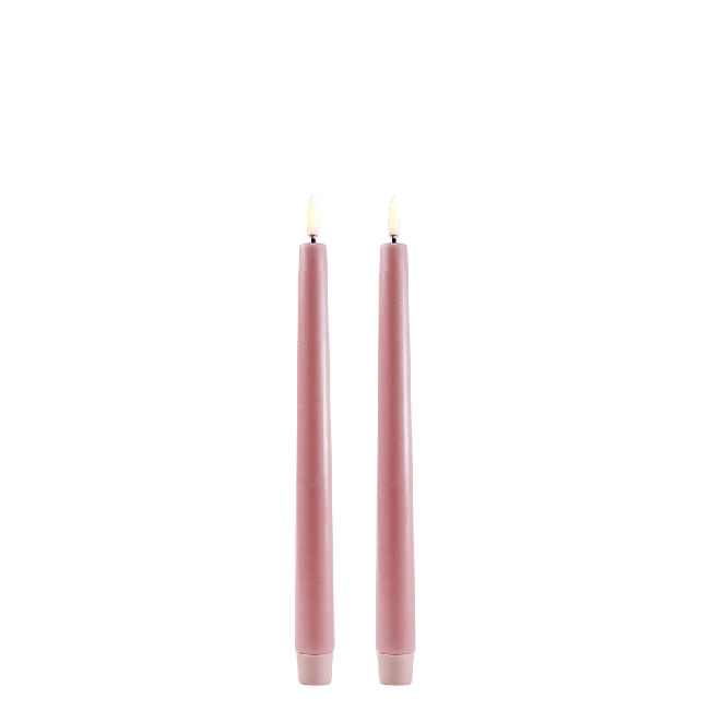 Uyuni - LED taper candle 2-pack - Dusty rose, Smooth - 2,3x25 cm (UL-TA-DR02325-2)