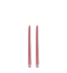 Uyuni - LED taper candle 2-pack - Dusty rose, Smooth - 2,3x25 cm (UL-TA-DR02325-2)