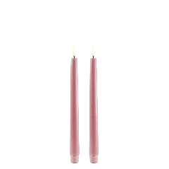 Uyuni - LED taper candle 2-pack - Dusty rose, Smooth - 2,3x25 cm (UL-TA-DR02325-2)