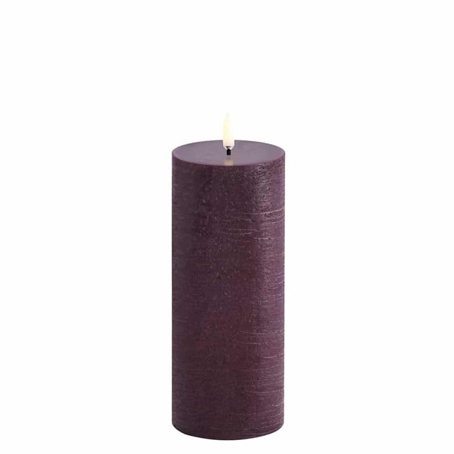 Uyuni - LED pillar candle - Plum, Rustic - 7,8x20,3 cm (UL-PI-PL78020)