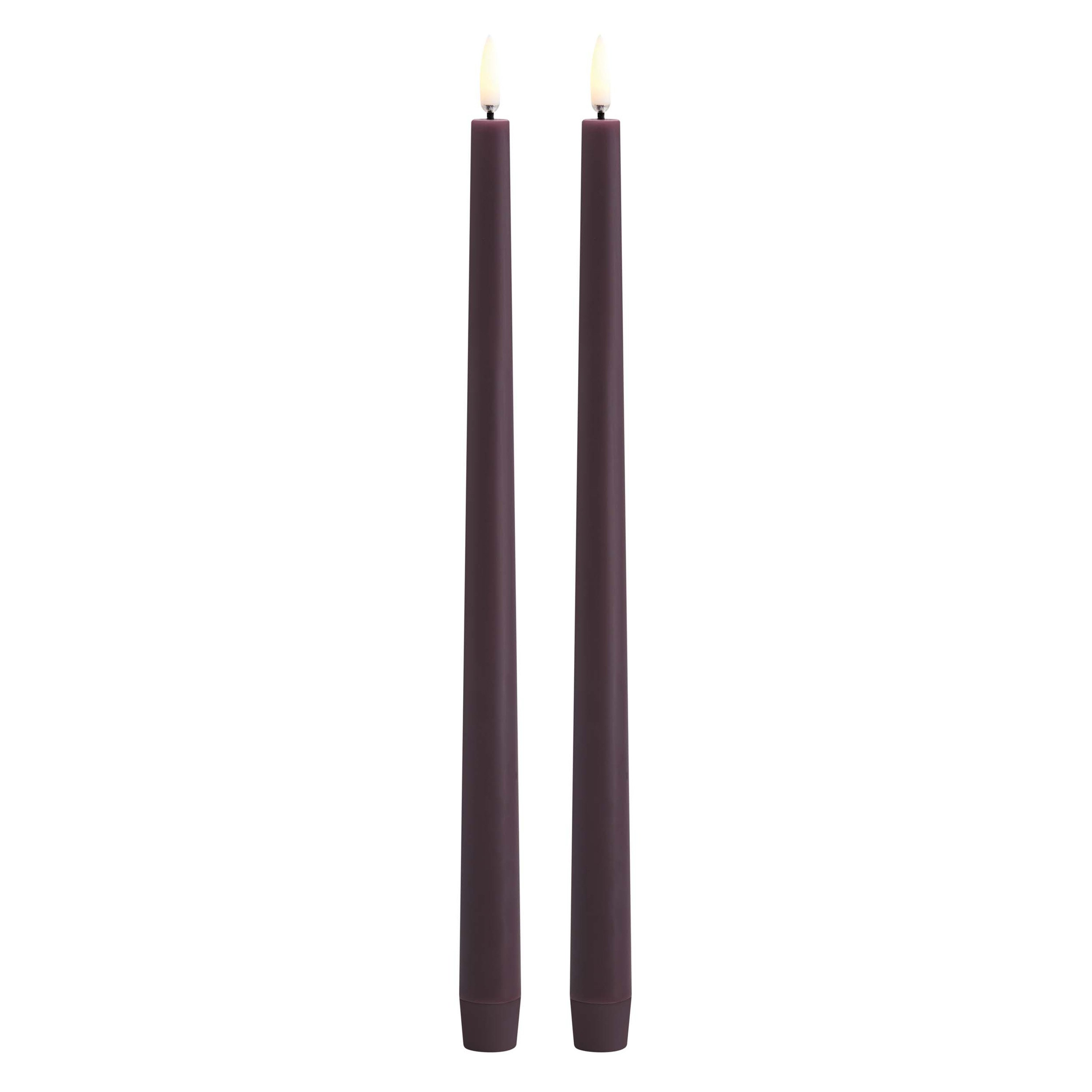 Uyuni - LED slim taper candle 2-pack - Plum, Smooth - 2,3x32 cm (UL-TA-PL02332-2)