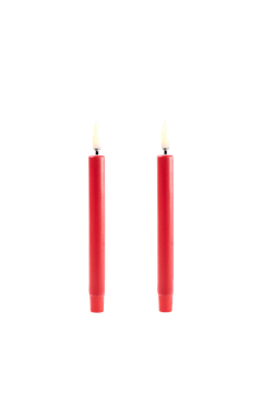 Uyuni - LED mini taper candle 2-pack - Red, Smooth - 1,3x13,8 cm (UL-TA-RE01312-2)