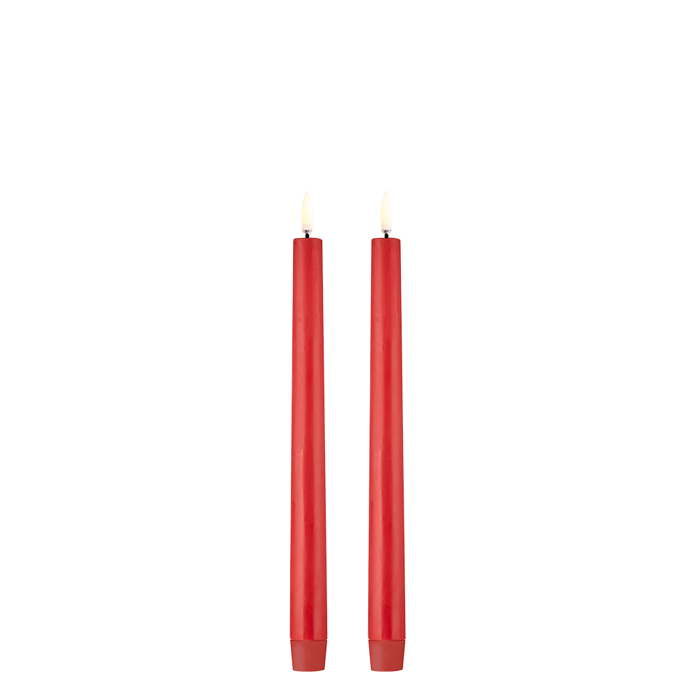 Uyuni - LED taper candle 2-pack - Red, Smooth - 2,3x25 cm (UL-TA-RE02325-2) - Hjemme og kjøkken