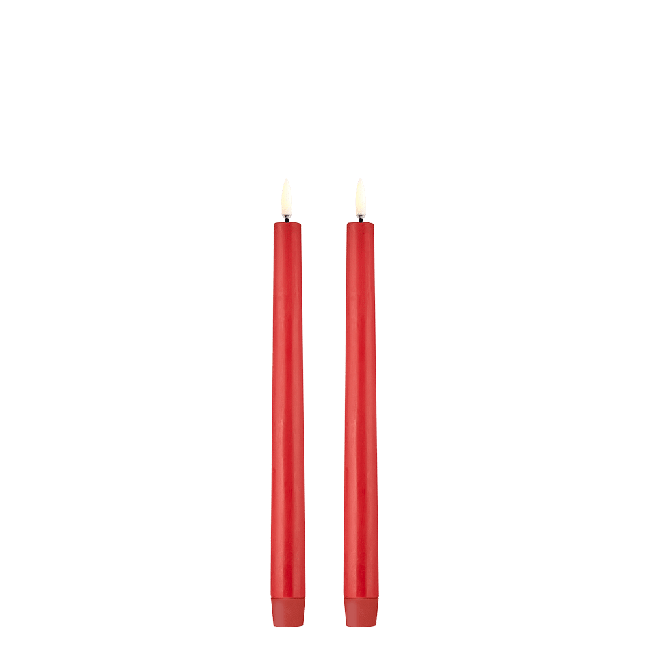 Uyuni - LED taper candle 2-pack - Red, Smooth - 2,3x25 cm (UL-TA-RE02325-2)