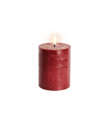 Uyuni - LED pillar candle - Carmine red, Rustic - 7,8x10 cm (UL-PI-CR-C78010)