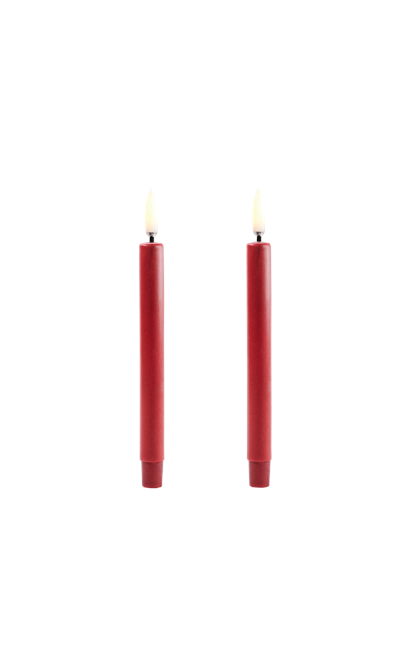 Uyuni - LED mini taper candle 2-pack - Carmine red, Smooth -  1,3x12 cm (UL-TA-CR01312-2)